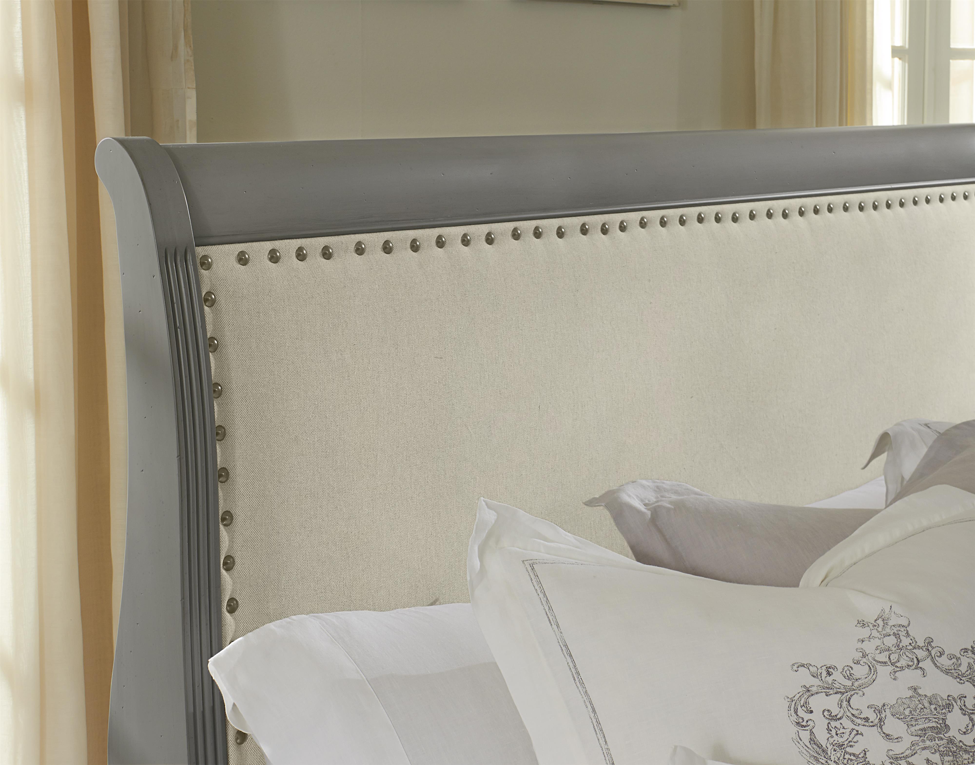 Vaughan Bassett French Market King Bed w/ Upholstered Headboard & Low